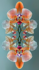 Naklejka na ściany i meble Symmetrical Orchid Reflection with Vibrant Colors
