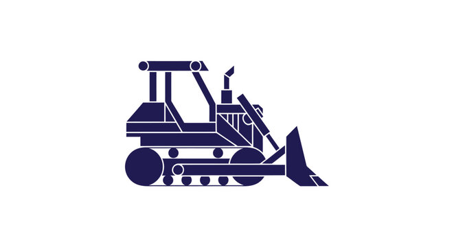 Blue bulldozer illustration on a white background.