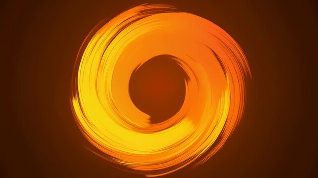 オレンジとイエローが織りなす太陽のように巡る円形光の抽象構成