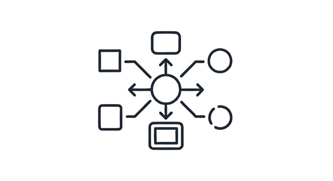 Central Hub Connecting Diverse Elements in a Network Diagram.