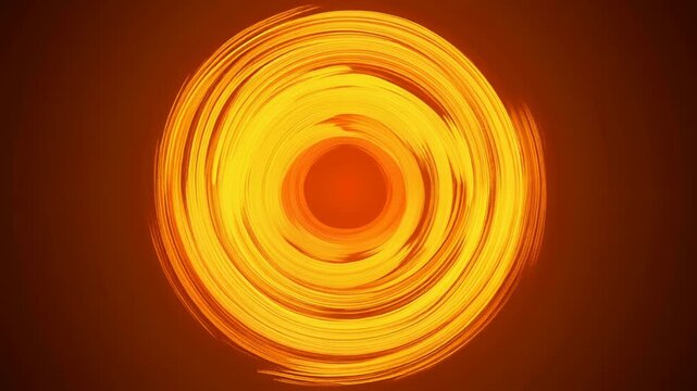 オレンジとイエローが織りなす太陽のように巡る円形光の抽象構成