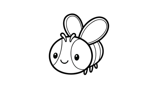 Cute Baby Bee Cartoon Coloring Page Vector