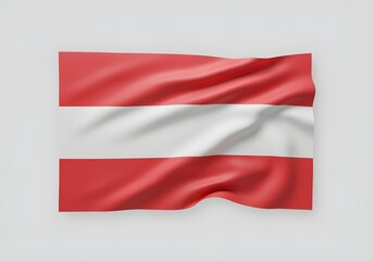 Obraz premium Waving flag of Austria with red and white horizontal stripes isolated on a simple lightcolored background