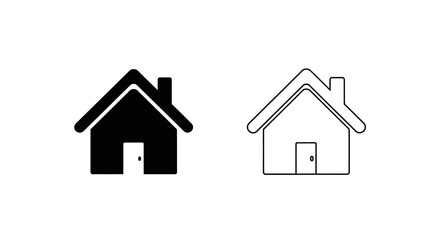 Minimalist house icons set - flat design Vector