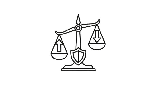 Balance Scale with Up and Down Arrows Icon.