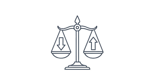 Balance Scale with Up and Down Arrows Illustrating Contrast.