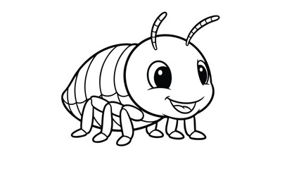 Cute Cartoon Pill Bug Coloring Page
