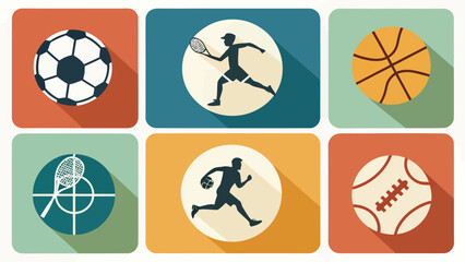 Fototapeta premium Vibrant sports icons for dynamic design projects and presentations