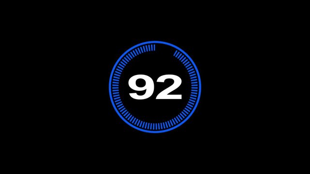 100 second Countdown timer. Minimal countdown 100 timer animation from 100 to 0 seconds. on black screen. Circle countdown timer thirty seconds animation.High quality 4K video.