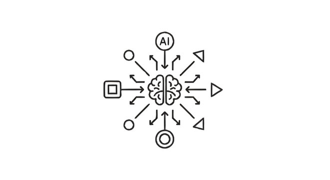 Artificial Intelligence Brain Network Data Processing Concept.