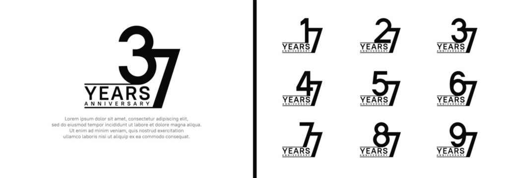 set of anniversary logo style. vector design black color for celebration