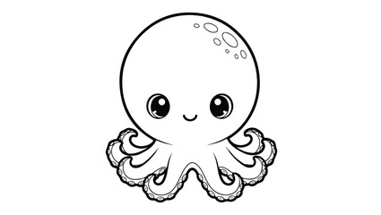 Obraz premium Cute Baby Octopus Coloring Page Illustration