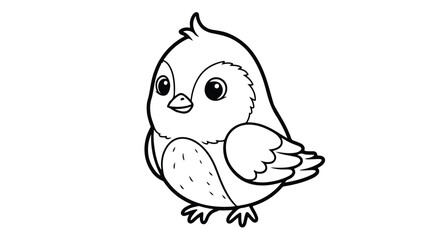 Fototapeta premium Cute Little Bird Coloring Page Illustration