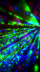 Fototapeta premium Vibrant multicolor light streaks forming a futuristic speed tunnel, symbolizing data flow, energy, and high-speed digital motion