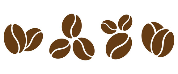 Fototapeta premium Brown coffee bean icons