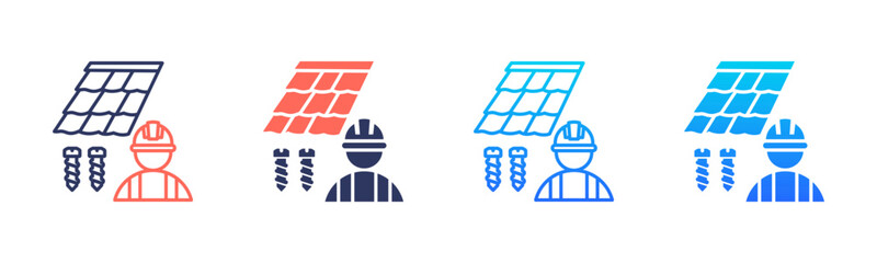 Fototapeta premium Metal Roof Icon Pack In Multiple Styles