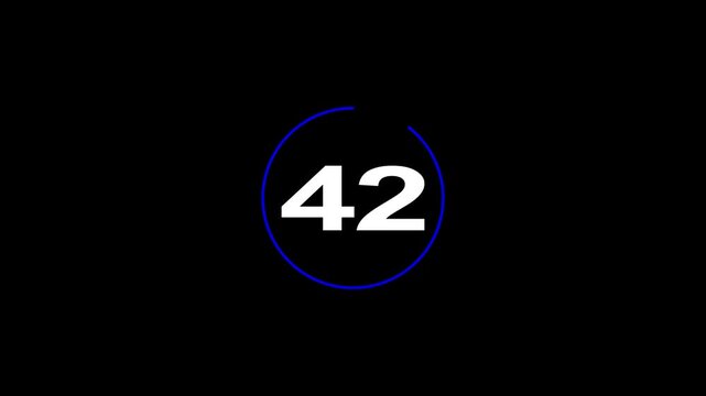 47 second Countdown timer. Minimal countdown 47 timer animation from 47 to 0 seconds. on black screen. Circle countdown timer thirty seconds animation.High quality 4K video.