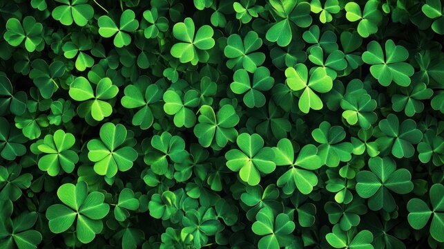 dense carpet of vibrant green three-leaf clover leaves close-up conveying fresh tranquil calm