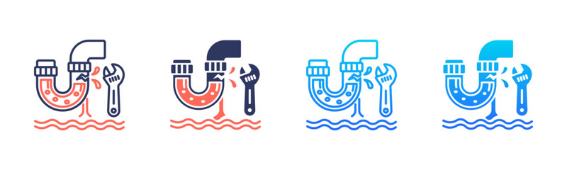 Fototapeta premium Leak Repair Icon Pack In Multiple Styles