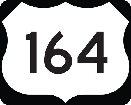 US Route 164 Highway Shield Icon Emblem Badge Design Vector White on Black