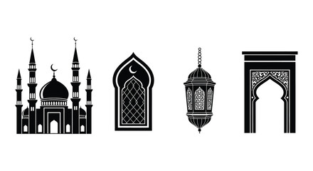 Islamic architectural elements mosques arches and a decorative lantern © MdNirob