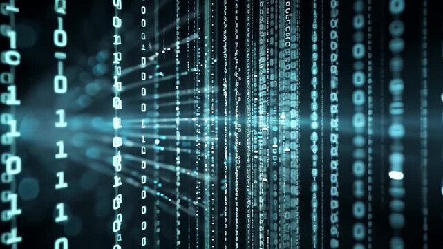 Digital Matrix of Binary Code Streaming in 3D Visualization