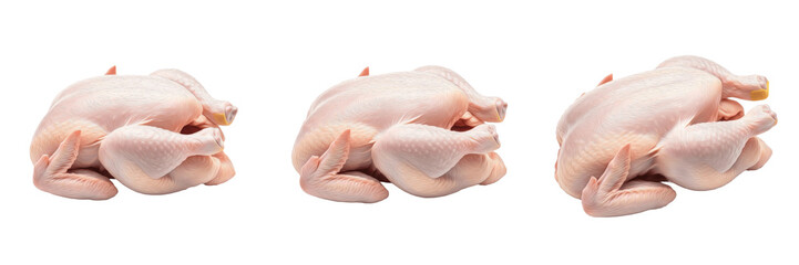 Set of fresh whole raw chickens isolated on white background © Druvh