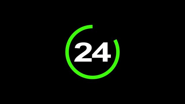 29 second Countdown timer. Minimal countdown 29timer animation from 29 to 0 seconds. on black screen. Circle countdown timer thirty seconds animation.High quality 4K video.