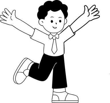 Happy Dancing Boy Character with Graphic Design Tool Icon