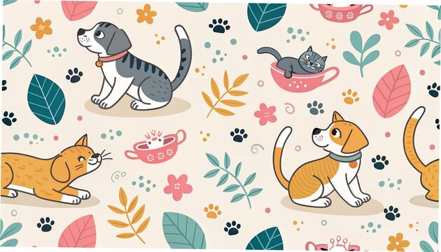 seamless pattern with cats