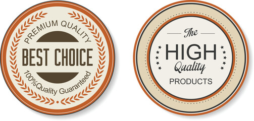 Two high quality product labels with best choice and premium quality text
