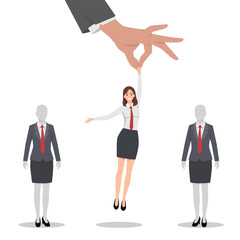 Selected Candidate Concept. Businesswoman Chosen for Job Opportunity. Flat vector illustration isolated on white background
