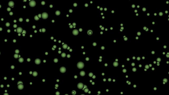 Green Dots on Black Abstract Particle Background