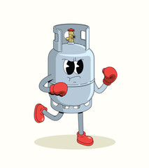 Naklejka premium gas cylinder boxer groovy cartoon illustration