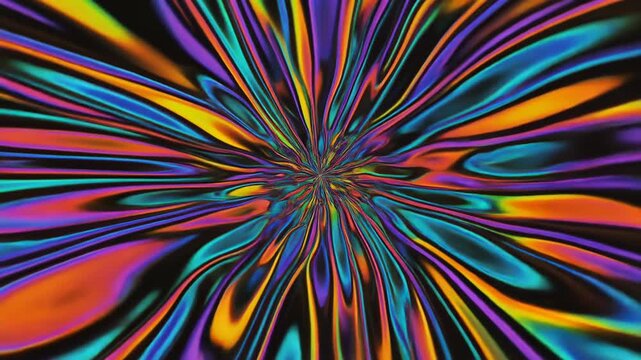 強烈な色彩コントラストが波紋状に広がる放射パターンのサイケデリック背景