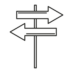 Professional navigation signpost. Dual directions Vector. Minimalist outline symbols. Important destination illustration.