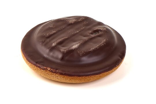 Jaffa Cake with chocolate and orange, isolated on white background