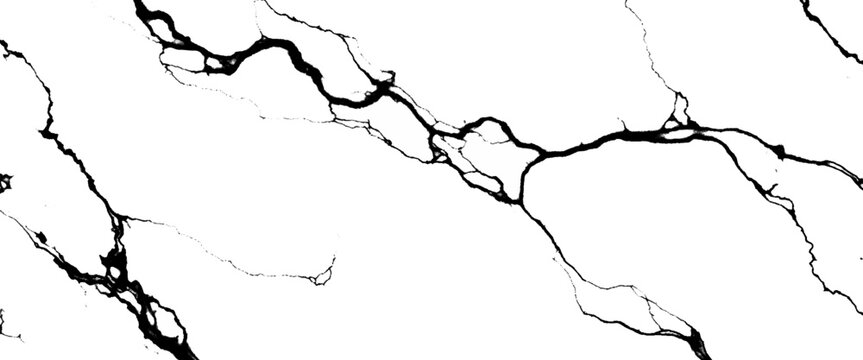White marble surface with black veins and cracks stone texture