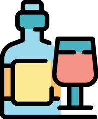 Naklejka premium Wine bottle and glass showcasing a delightful alcoholic beverage, perfect for representing wine tasting, celebrations, or the enjoyment of fine wines