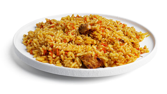 Pilaf isolated on white background. High quality photo