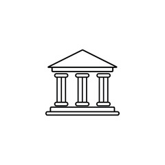 Black and white vector illustration of classical building with columns bank museum government architecture icon