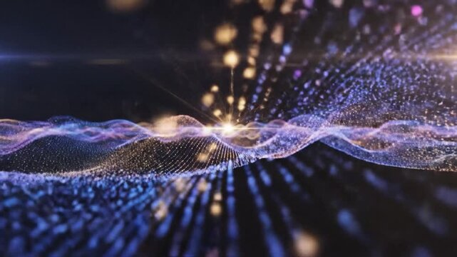 Abstract Digital Landscape with Glowing Particles