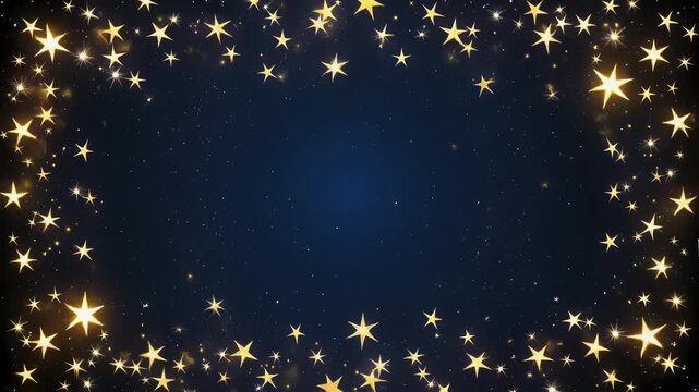 中央余白を囲む星屑の輝きが広がる幻想的な夜空背景