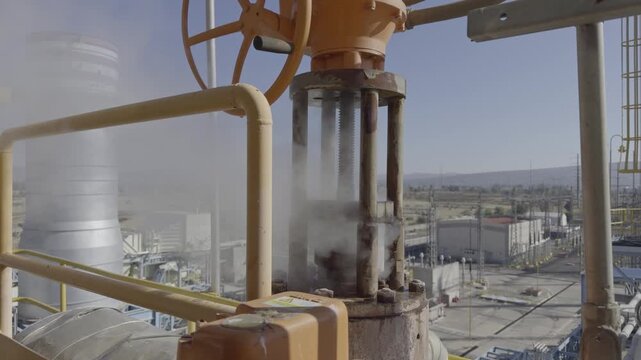 Steam leak in an industrial valve