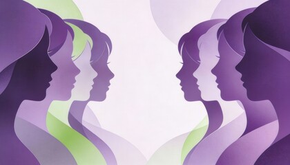 Naklejka premium International Womens Day abstract illustration. Diverse female silhouettes in profile facing each other