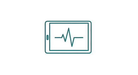 Digital health monitoring tablet displaying vital signs waveform.