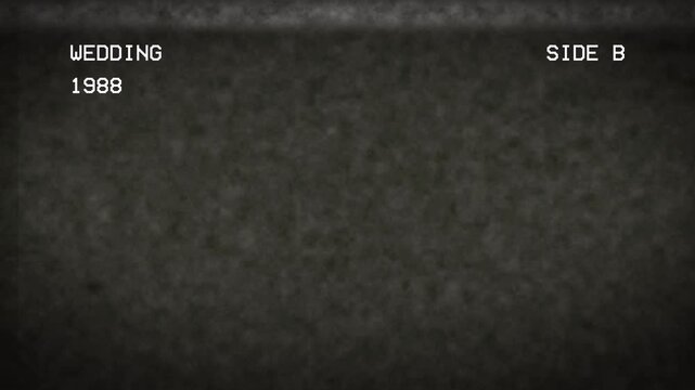 Dark Analog VHS Screen Glitch Texture With Wedding 1988 Text 4K