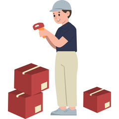 Delivery Person Holding Package and Checklist
