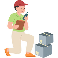Delivery Person Holding Package and Checklist