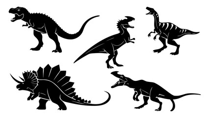 Jurassic Prehistoric Dinosaurs Black Silhouettes Vector Set © Muhamad
